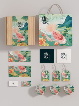 国风高档茶叶包装盒袋罐瓶LOGO标贴展示VI智能贴图样机PSD素材