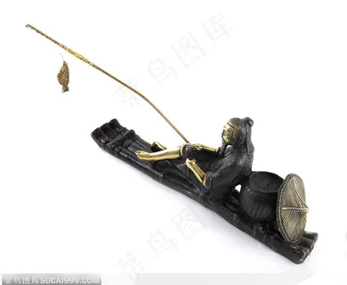 青铜器装饰物-垂钓渔翁侧俯视