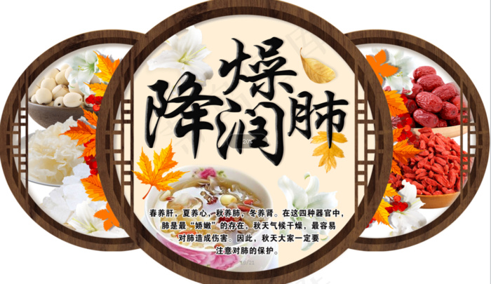 2021新款时尚秋季养生养肺吊旗psd模版下载