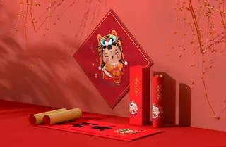 2022年虎年新年春节礼盒场景样机