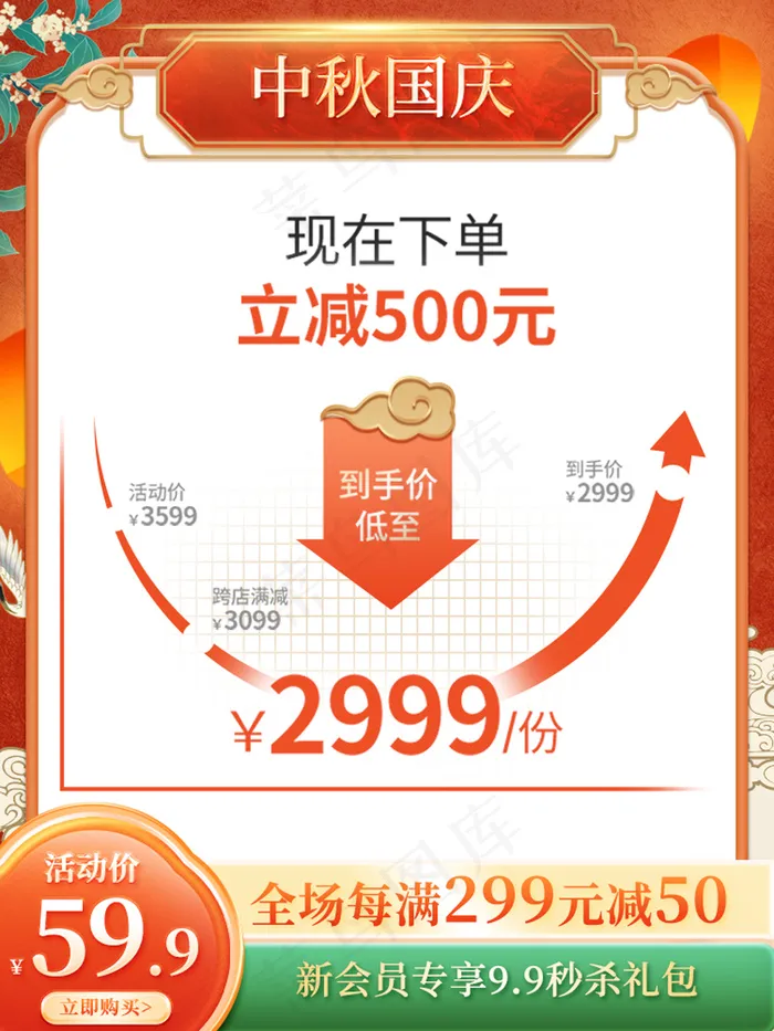 中秋国庆价格曲线主图psd模版下载