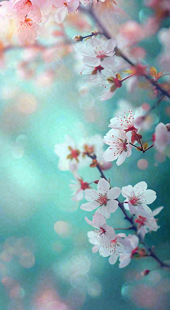 春天唯美清新白色鲜花樱花，文艺新鲜浪漫情人节摄影图(816x1488)