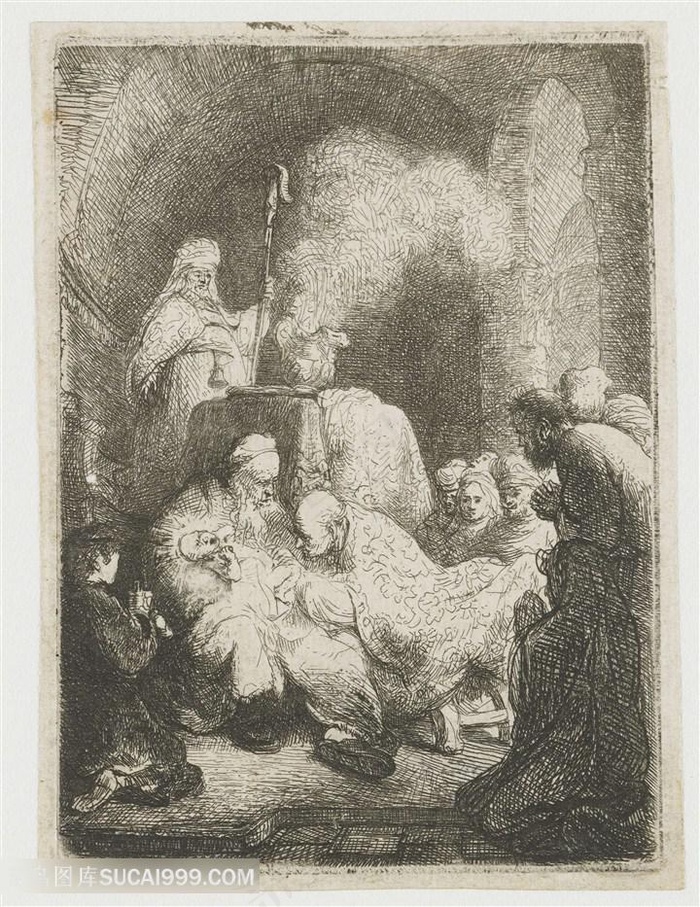 伦勃朗素描线稿时尚男士装饰画