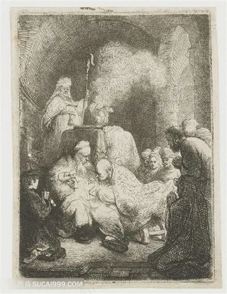 伦勃朗素描线稿时尚男士装饰画