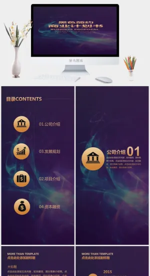 商务业务创业融资计划书宣传手机展示竖版动态ppt幻灯片模板预览图