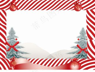 圣诞边框装饰圣诞树圣诞老人可爱卡插画背景