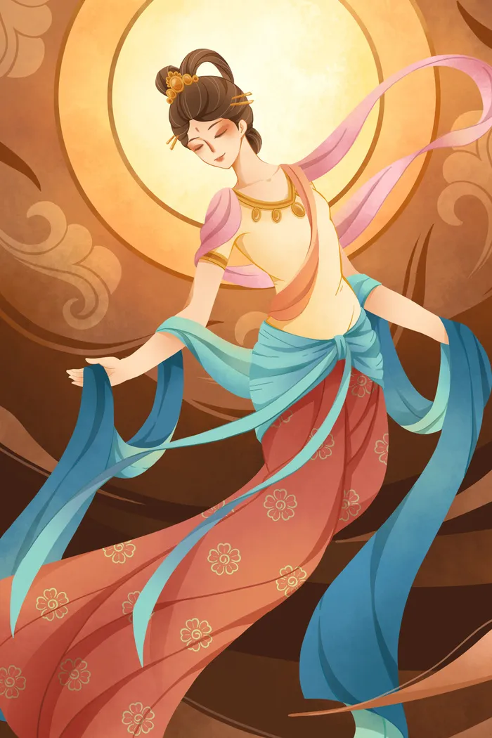 复古中国风国潮神话人物敦煌插画仙女手绘海报背景PSD设计素材psd模版下载