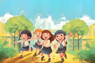 放假学生校园欢乐游玩背景