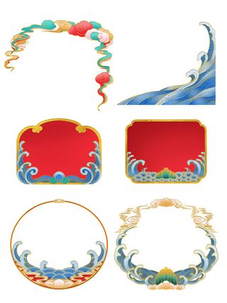 中国风古风国潮纹理图案装饰边框标题框文本框横幅模板