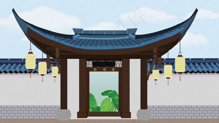 古风建筑插画