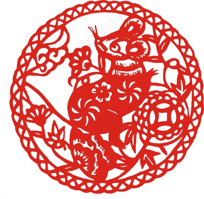 2022元旦新年剪纸鼠