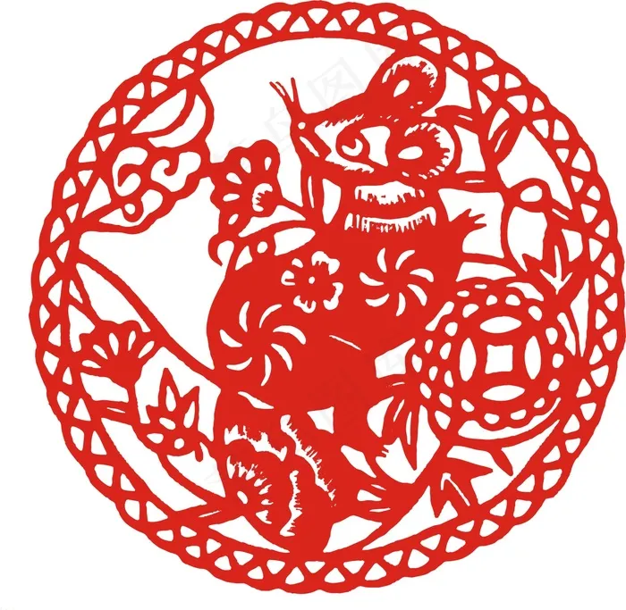 2022元旦新年剪纸鼠cdr矢量模版下载