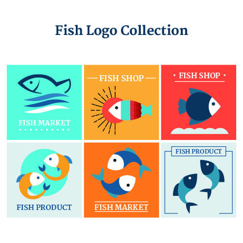 商务海洋鱼类海鲜图标LOGO标识标志标签水产图形AI矢量EPS素材图eps,ai矢量模版下载