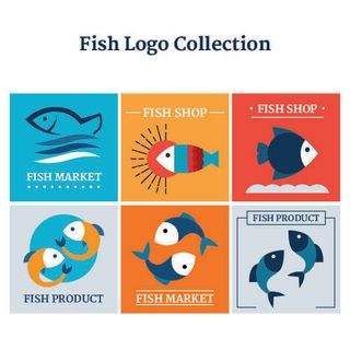 商务海洋鱼类海鲜图标LOGO标识标志标签水产图形AI矢量EPS素材图