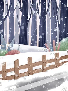 唯美小清新雪花冬天背景素材