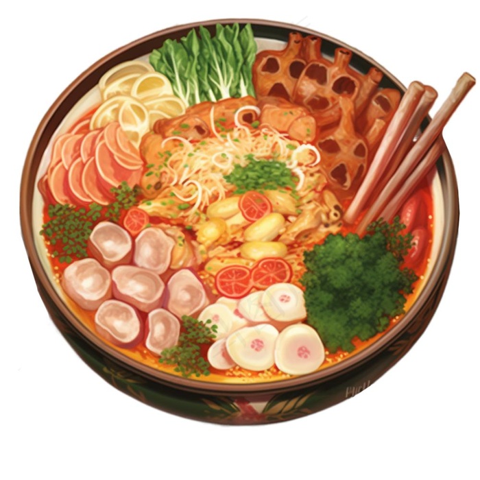 面条泡面美食插画免抠(1024x1024)
