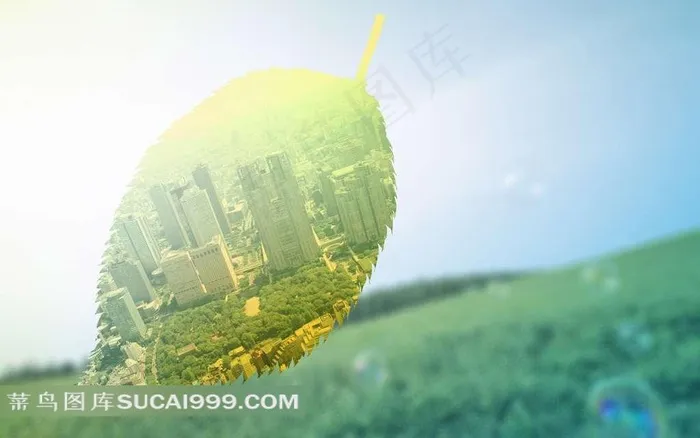 树叶城市环保背景