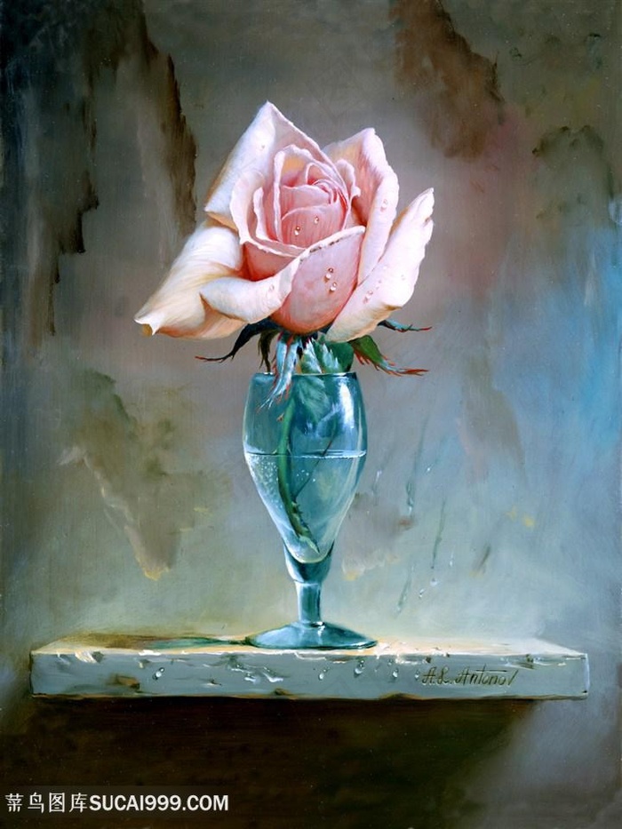 阿列克谢油画透明玻璃瓶花卉花束装饰画