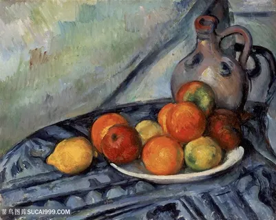 水果和桌上的水壶装饰画 水果和桌上的水壶装饰画
