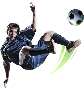 足球运动员踢球射门免抠