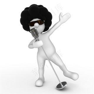 3D白色小人唱歌