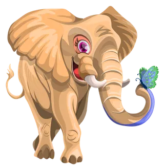 大象蝴蝶黄色卡通