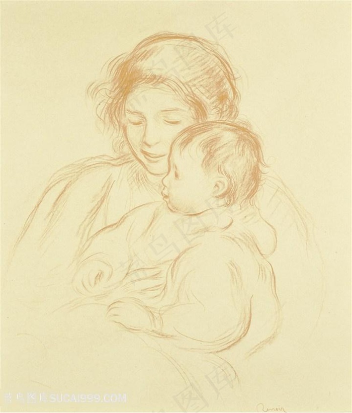 水彩简约母子装饰画