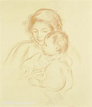 水彩简约母子装饰画