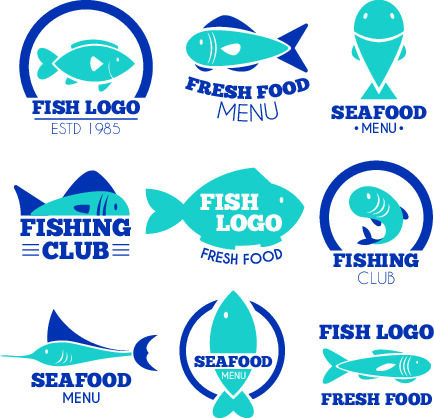 商务海洋鱼类海鲜图标LOGO标识标志标签水产图形AI矢量EPS素材图eps,ai矢量模版下载