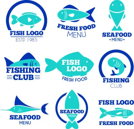 商务海洋鱼类海鲜图标LOGO标识标志标签水产图形AI矢量EPS素材图eps,ai矢量模版下载