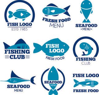 商务海洋鱼类海鲜图标LOGO标识标志标签水产图形AI矢量EPS素材图