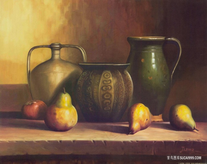罐子梨静物插画