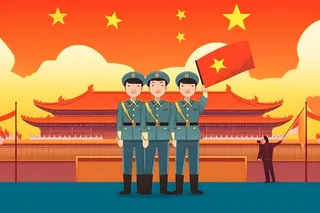 军人*红色卡通插画背景