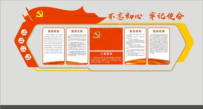 党建 文化墙 入党誓词4cdr矢量模版下载
