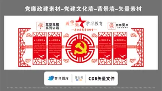 党建文化墙党建素材CDR预览图红色两学一做学习教育合格党员