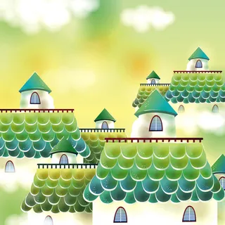 水彩房子艺术挂画