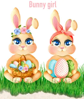 复活节装饰元素手绘插画兔子彩蛋鲜花场景(76) 复活节装饰元素手绘插画兔子彩蛋鲜花场景(76)