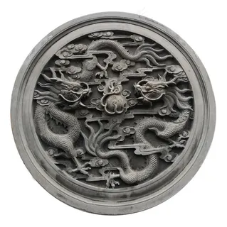 双龙戏珠砖雕照壁装饰中国风