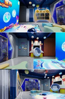 VR蓝色太空背景益智青少年科技馆展馆展厅文化墙 VR蓝色太空背景益智青少年科技馆展馆展厅文化墙