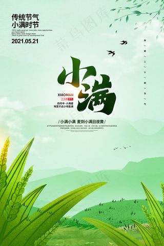 手绘24传统节气小满节日海报