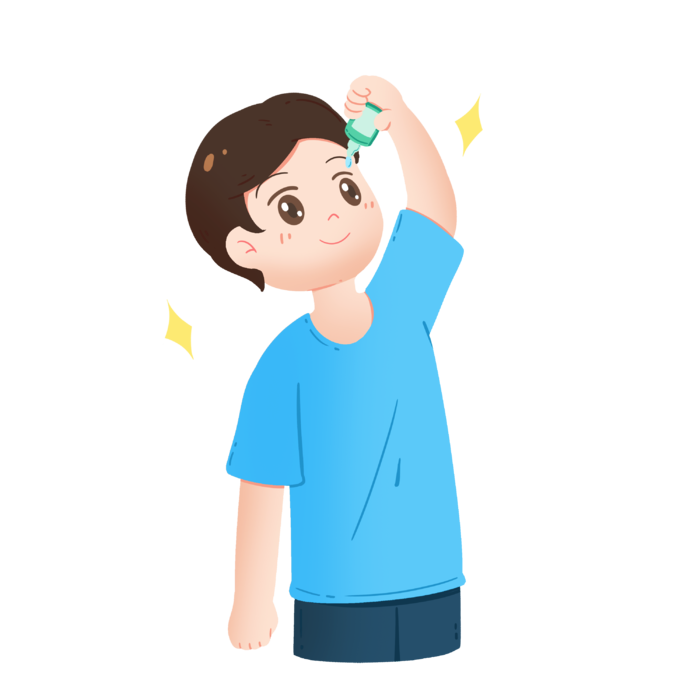 滴眼药水的小男孩