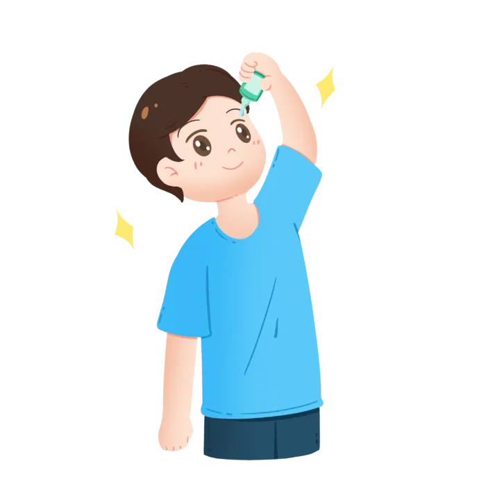 滴眼药水的小男孩