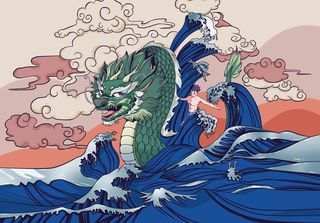 国潮风中国传统节日端午节赛龙舟粽子场景插画海报PSD设计素材