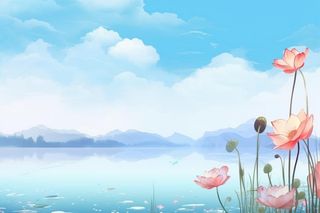 水墨大气国风荷花荷叶背景