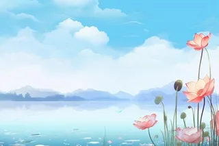 水墨大气国风荷花荷叶背景