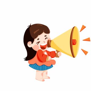 开学季人物宣传元素小学生拿喇叭宣传