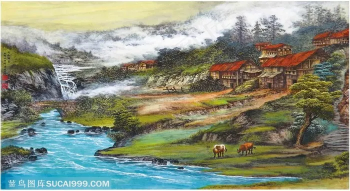 清幽丽景78cm×109cm国画图片