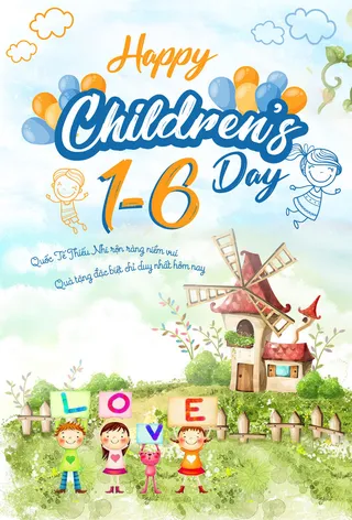 夏儿童节快乐海报