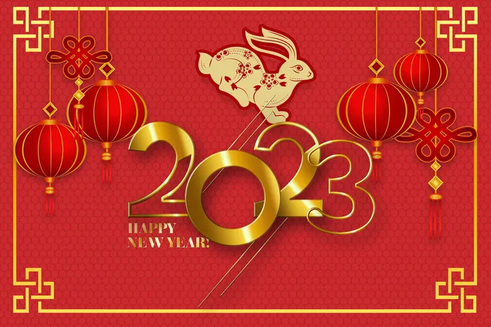 2023年兔年红色背景psd模版下载