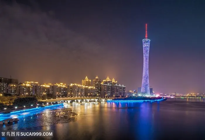 珠江风光夜色景色景点背景图片